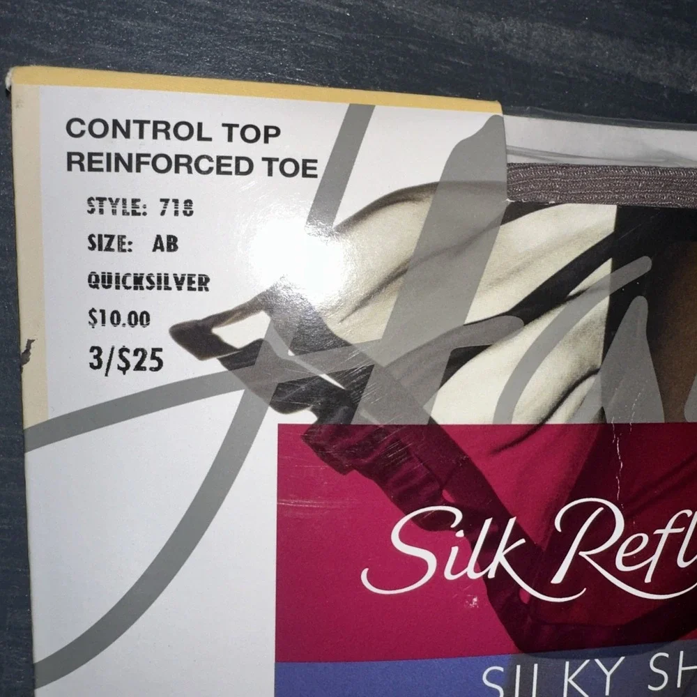 Hanes Silk Reflections‎ AB Quicksilver Barely Black Control Top Pantyhose Lot 2